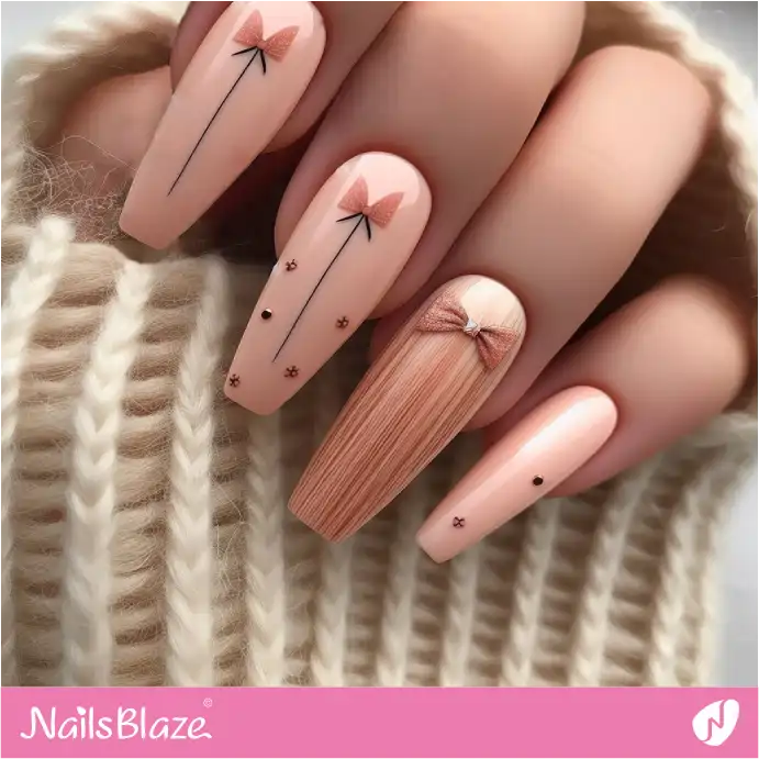 X-long Peach Fuzz Bow Nails | Color of the Year 2024 - NB1944